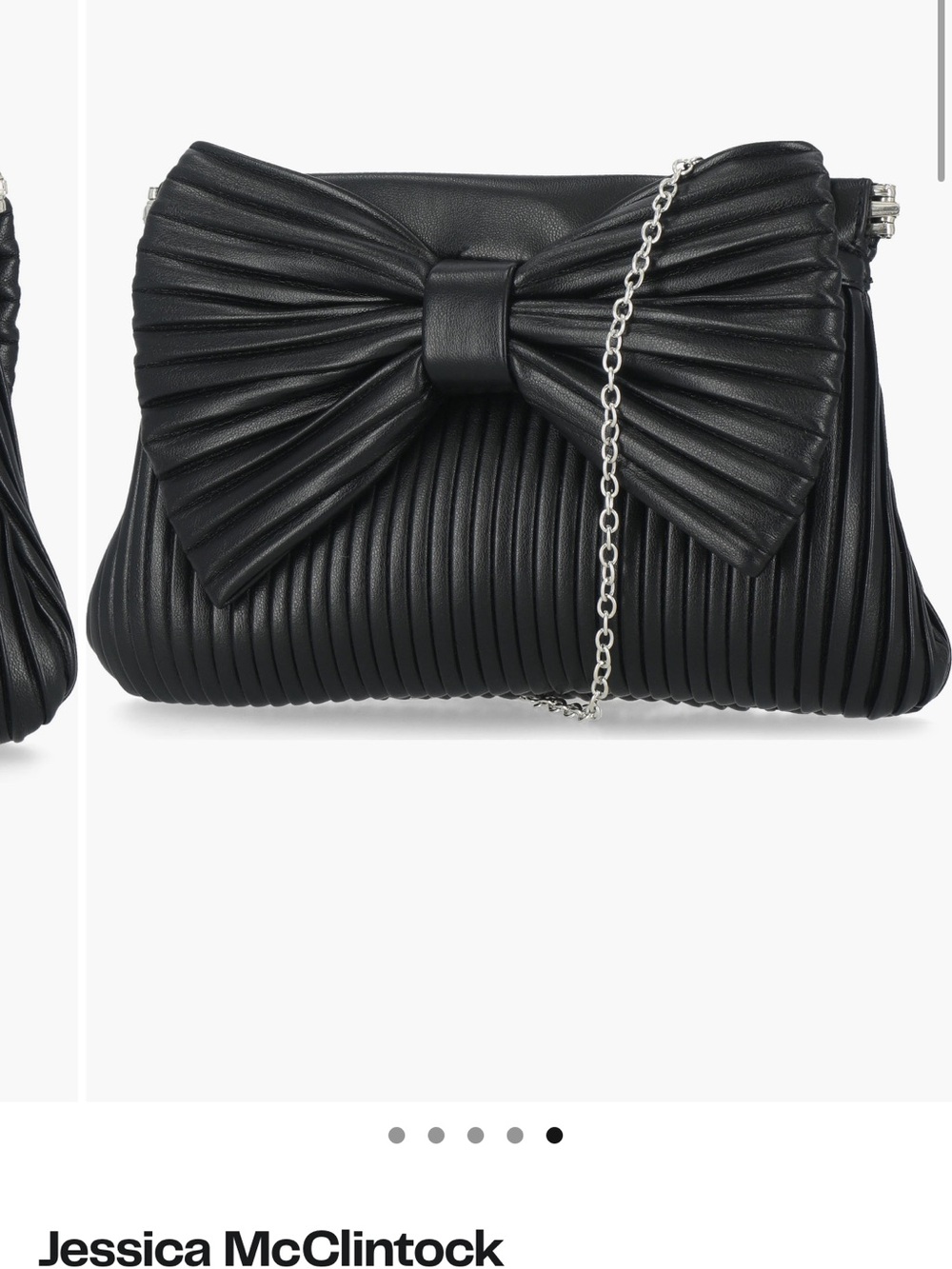 BNWT Jessica McClintock, Elegant Black Bow-Front Women's Chain Shoulder Bag